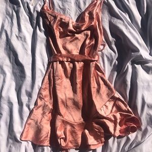 pink satin mini dress